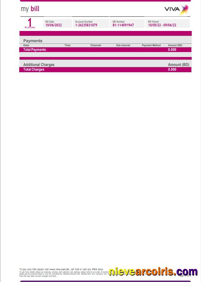 Bahrain Viva my utility bill, 5 pages 5